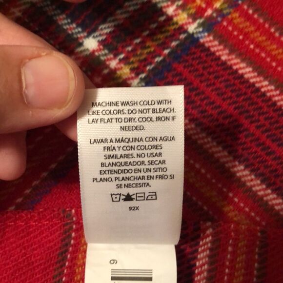 Unisex Red Multicolored Plaid Tasseled Scarf - Picture 4 of 7